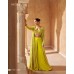 SAYURI DESIGNER PRESENT MERAKI  WESTERN WEAR  REAL GEROGETTE EMBROIDERED GOWN PARROT GREEN