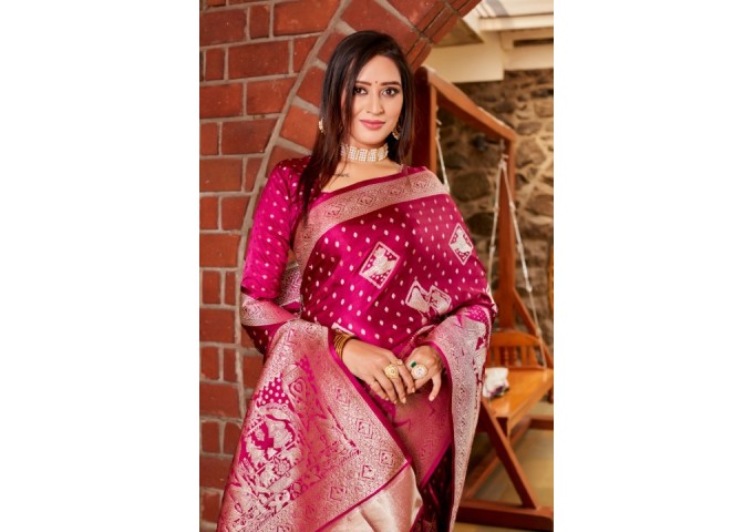 Parinay Kanjivaram Soft Satin Silk Saree Pink