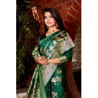 Parinay Kanjivaram Soft Satin Silk Saree Green