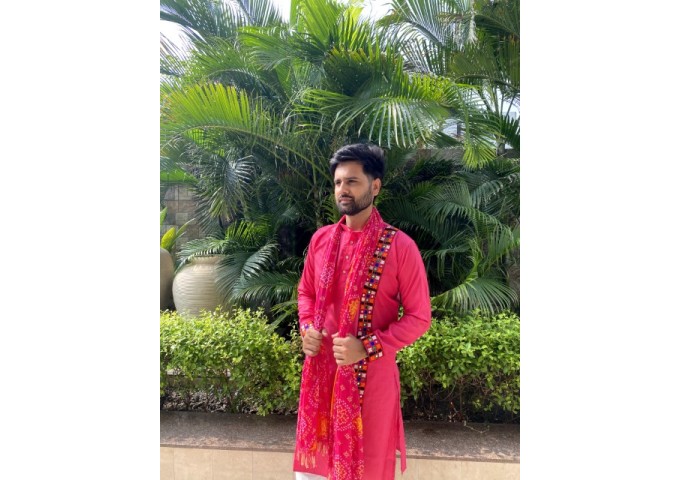 Navratri Special Mens Kurta Pajama With Duppata Pink