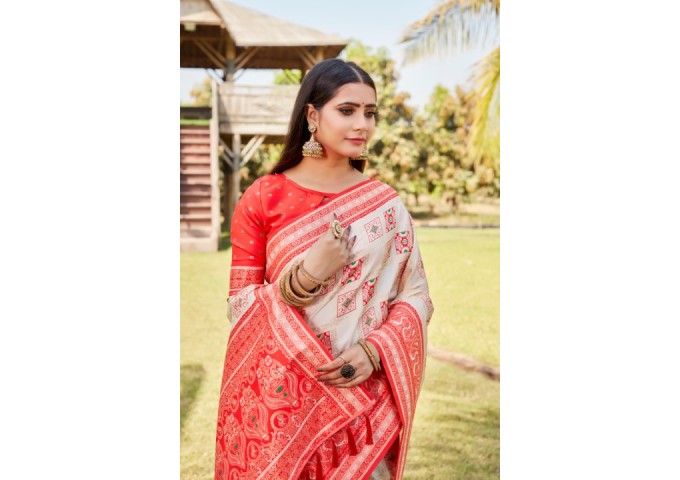 Sadhana Pure Kanjivaram Soft Silk Saree Red