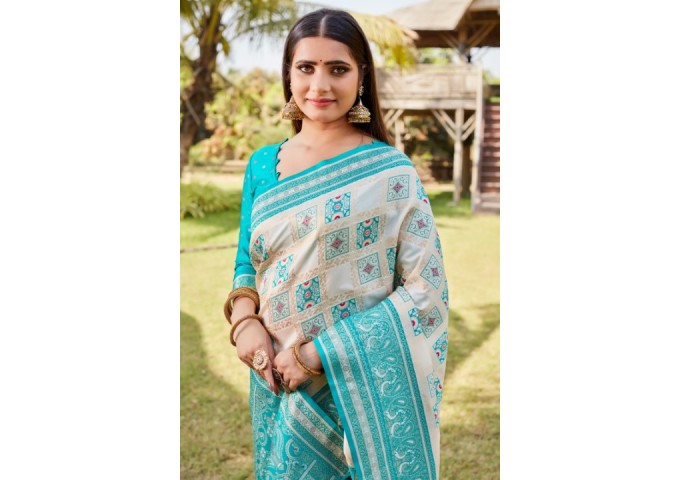 Sadhana Pure Kanjivaram Soft Silk Saree Shine Blue