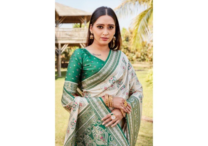 Sadhana Pure Kanjivaram Soft Silk Saree Green