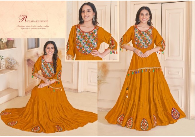 Navratri collection Tops and Skirt Gamthi and Mirror Work Orange