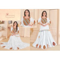 Navratri collection Tops and Skirt Gamthi and Mirror Work White