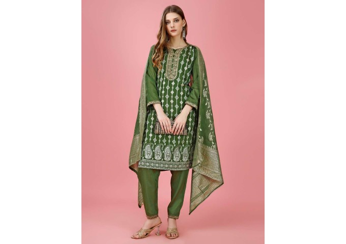 Jacquard Hits Suit Green