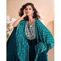 MOHEY SAYURI DESIGNER  PREMIUM REAL CHINON SILK GOWN SHINE GREEN