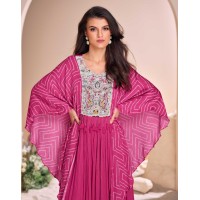 MOHEY SAYURI DESIGNER  PREMIUM REAL CHINON SILK GOWN PINK