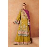 Gulkayra Designer Pari Palazzo Suit Shine Yellow