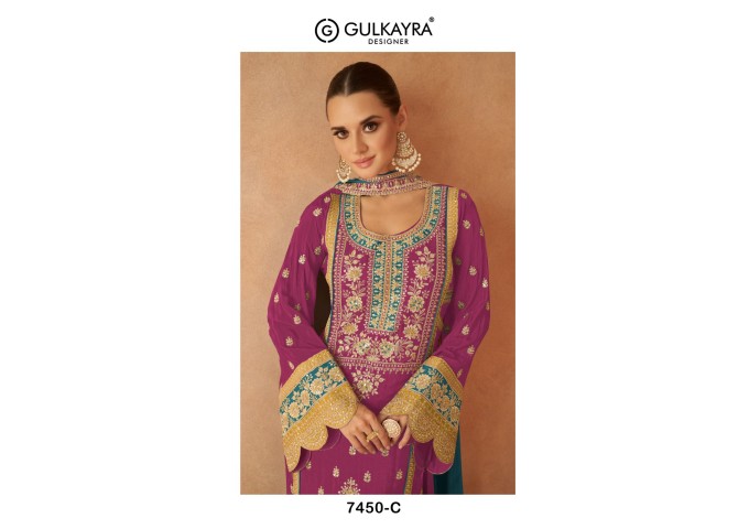 Gulkayra Designer Pari Palazzo Suit Pink