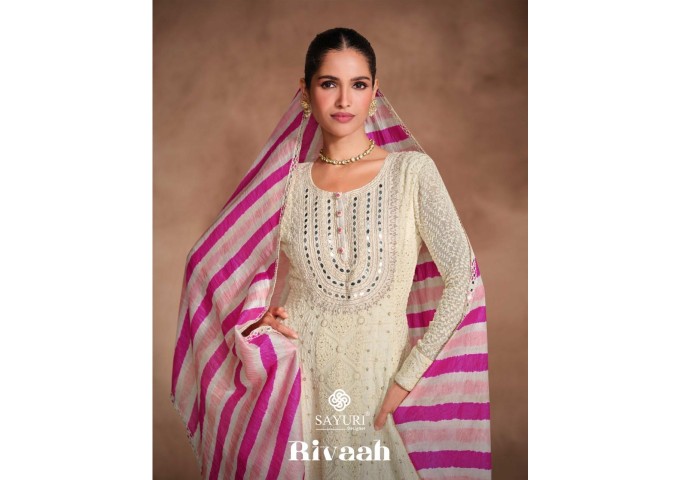 SAYURI DESIGNER RIVAAH (3 PCS) FREE SIZE STITCHED PINK DUPATTA SUIT