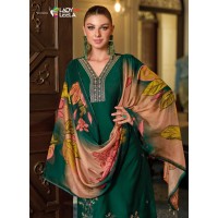 Lady Leela Shahida Embroidery Salwar Suit Shine Dark Green