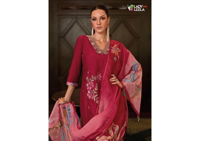 Lady Leela Shahida Embroidery Salwar Suit Shine Pink 2