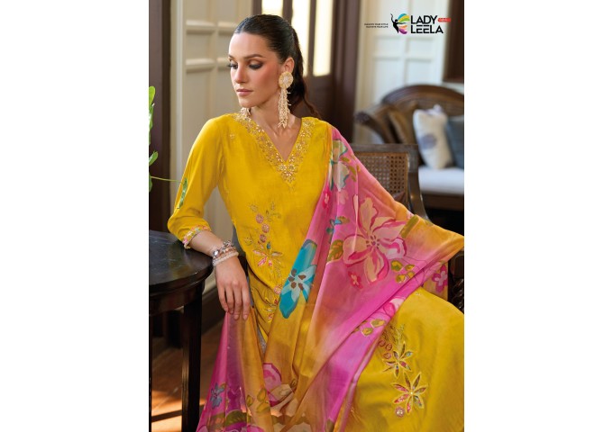 Lady Leela Shahida Embroidery Salwar Suit Shine Yellow