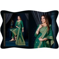 LILY AND LALI SILK KARI-3 SUIT GREEN 2