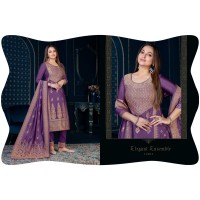 LILY AND LALI SILK KARI-3 SUIT PURPLE