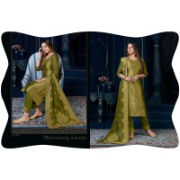 LILY AND LALI SILK KARI-3 SUIT GREEN 4