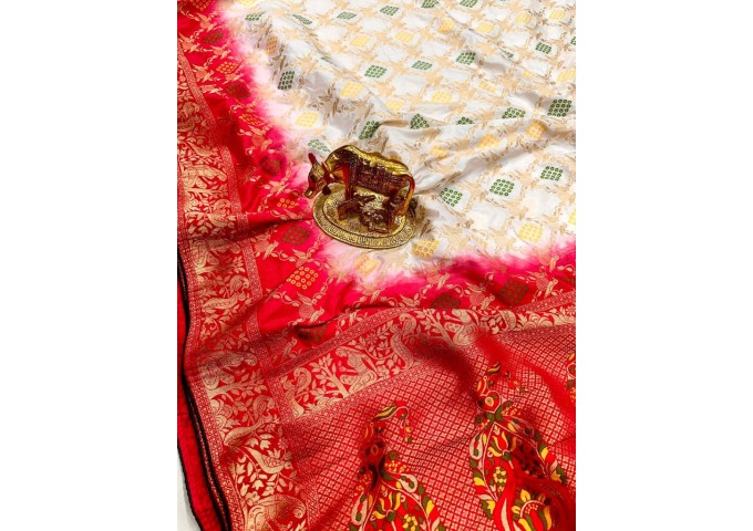 Kalki Pure Russian Dola with Double  Die Design Silk Saree 6