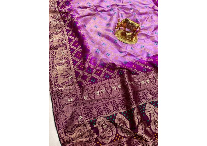 Kalki Pure Russian Dola with Double  Die Design Silk Saree 7