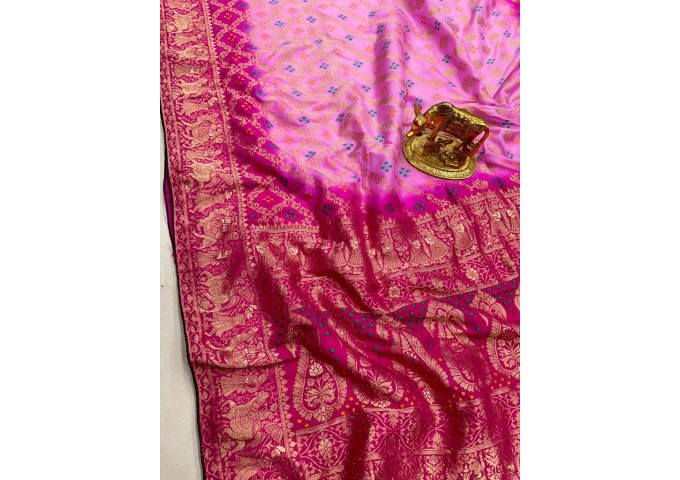 Kalki Pure Russian Dola with Double  Die Design Silk Saree 8