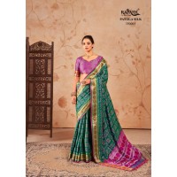 Stavan Riddhi Siddhi Soft Patola Silk with Contrast Blouse Saree Green