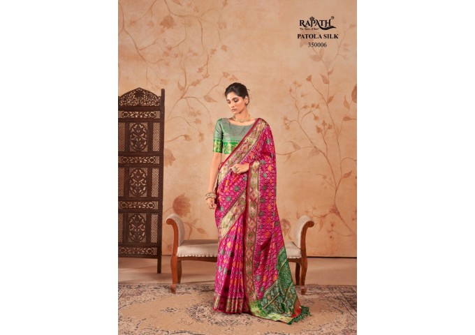 Stavan Riddhi Siddhi Soft Patola Silk with Contrast Blouse Saree Pink