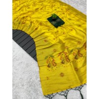 Rajyog Soft Dola Benttex Jeqard Border Saree Yellow