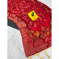 Rajyog Soft Dola Benttex Jeqard Border Saree Red