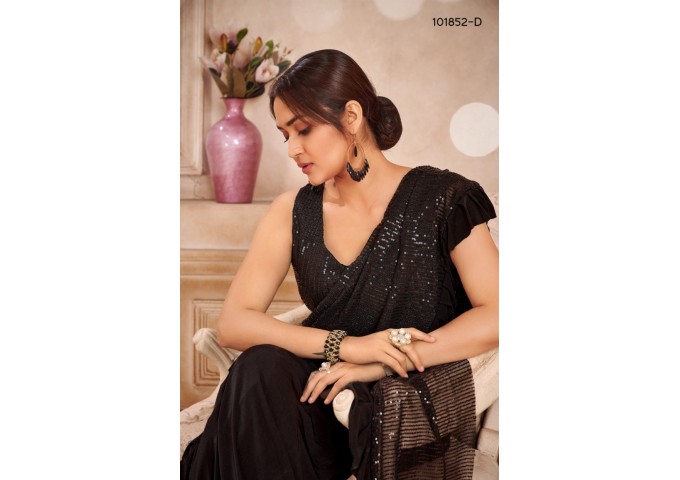 DESIGN 101852 IMPORTED FABRIC WITH SEQUIN WORK SAREE BLACK