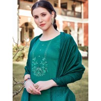 Ladyview Geet Viscose Silk With Stripe Kurti Dark Green 2