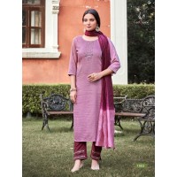 Ladyview Geet Viscose Silk With Stripe Kurti Pink