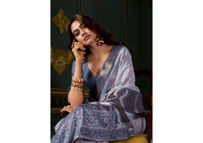 Rajpath Fabrics Ice Cream Saree Blue