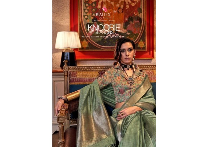 KNOORIE SEASONS HANDLOOM WEAVING SAREE GREEN