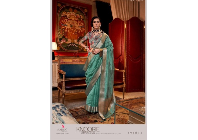 KNOORIE SEASONS HANDLOOM WEAVING SAREE GREEN 2