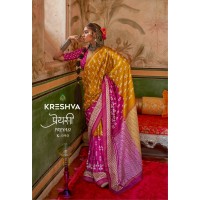 KRESHVA PREYASI MERCERIZER SIGMA SILK TRADITIONAL CLASSIC DESIGN SAREE YELLOW