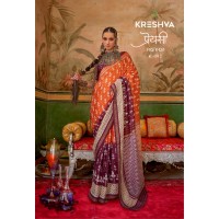 KRESHVA PREYASI MERCERIZER SIGMA SILK TRADITIONAL CLASSIC DESIGN SAREE ORANGE