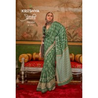 KRESHVA PREYASI MERCERIZER SIGMA SILK TRADITIONAL CLASSIC DESIGN SAREE GREEN