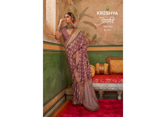 KRESHVA PREYASI MERCERIZER SIGMA SILK TRADITIONAL CLASSIC DESIGN SAREE