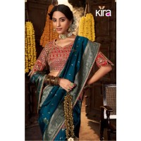 Kira Kiki Silk Pure Silk Weaving Saree Shine Blue