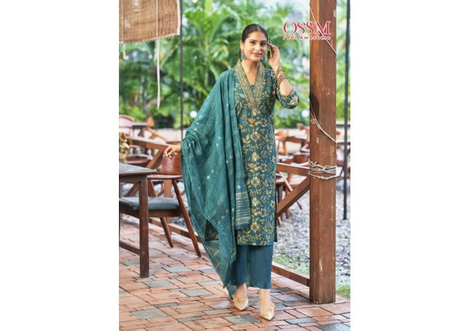 Muskan Vol 06  Premium Vetican Silk Foil Print Suit Green