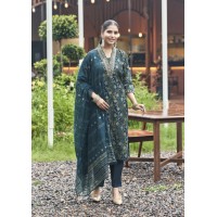 Muskan Vol 06  Premium Vetican Silk Foil Print Suit Dark Green