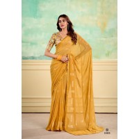 Stavan Nairobi Heavy Weightless With Embroidery Border Digital Blouse Saree Yellow