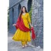 Mittoo Nafiza Rayon Slub Anarkali Suit Yellow