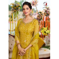 NAZAR KURTI PALAZZO WITH DUPATTA GOLDEN