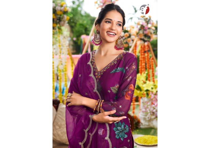 NAZAR KURTI PALAZZO WITH DUPATTA PURPLE