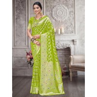 Bunawat Rajtilak Silk Saree Parrot Green