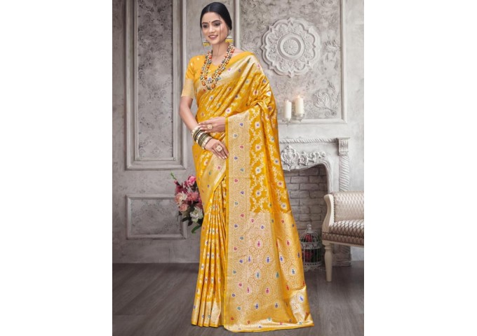 Bunawat Rajtilak Silk Saree Yellow