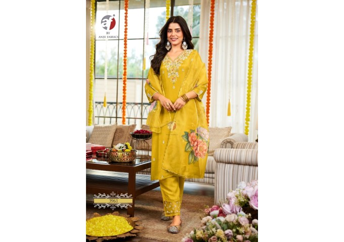 SAHELI KURTI PANT WITH DUPATTA YELLOW