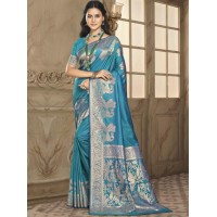 Bunawat Silk Priya Silk Saree Sky Blue