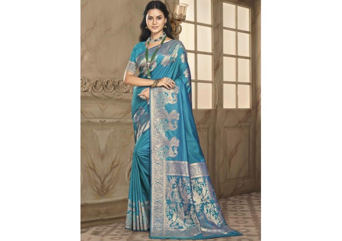 Bunawat Silk Priya Silk Saree Sky Blue